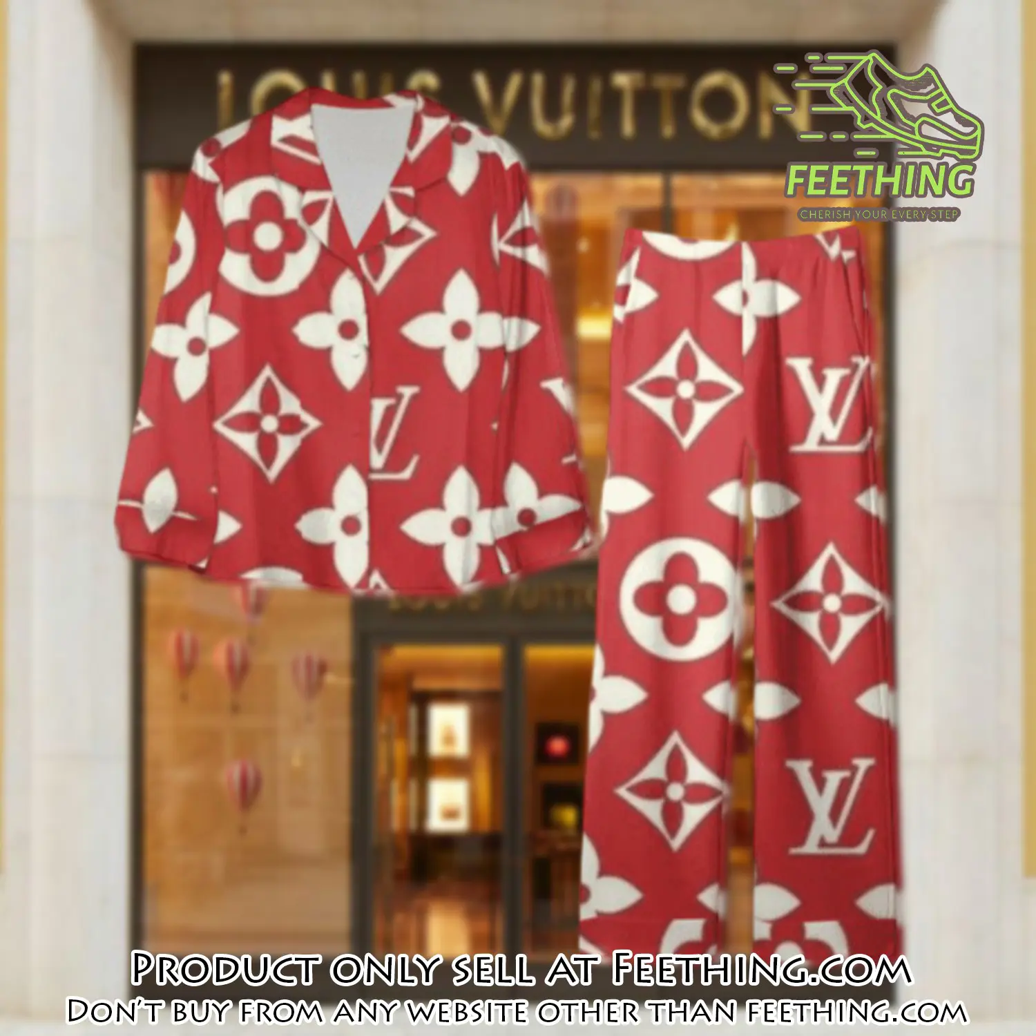 Trending luxury lv satin pajama set pjs1037 ft5900667